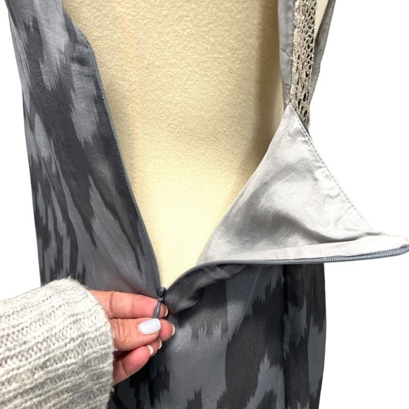 Jenni Kayne Silk Gray Print Square Neck Open Back Dress Womens 8 - Picture 6 of 11